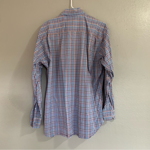 Men’s Blue Plaid Robert Talbott Classic Long Sleeve Button Up Dress Shirt - Picture 4 of 6